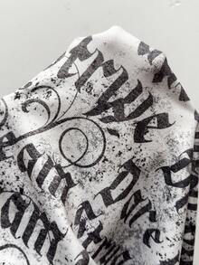 StreetHx Women's Punk Letter Print Casual Short Sleeve T-Shirt - Black - View 7