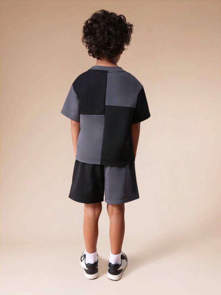 Color Block T-Shirt And Shorts Set