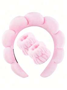 Bộ 3 món băng đô và băng đeo cổ tay bằng sợi microfiber cao cấp - Mềm mại, thoải mái khi rửa mặt, trang điểm, tắm và chăm sóc da. Phụ kiện tóc dành cho nữ. - Nhiều màu - Xem 38