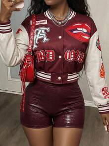 Slaydiva New Street Style Women 2 Pieces Set - Jacket And Shorts - Multicolor - View 1