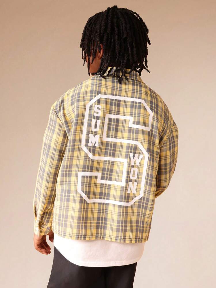 Camisa a cuadros con botones y mangas largas
