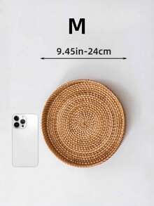 1 件日式手工编织储物篮，纯色藤条编织篮，适合家庭、客厅、餐厅和户外野餐情人节、情人节婚礼、生日