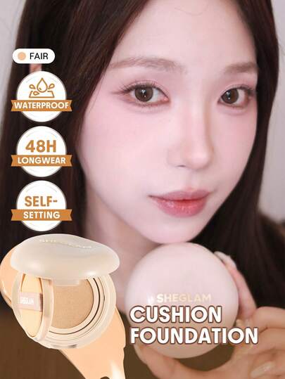 SHEGLAM Lock & Go Long-Lasting クッションファンデーション-Fair ブランド ビューティー メイクアップ 化粧品 女性と女の子とギャルのための 完璧な冬に理想的な Y2K おしゃれなファッション 誕生日に適した ギフト パーティー 準備 フェイスペイント 最高のカラー