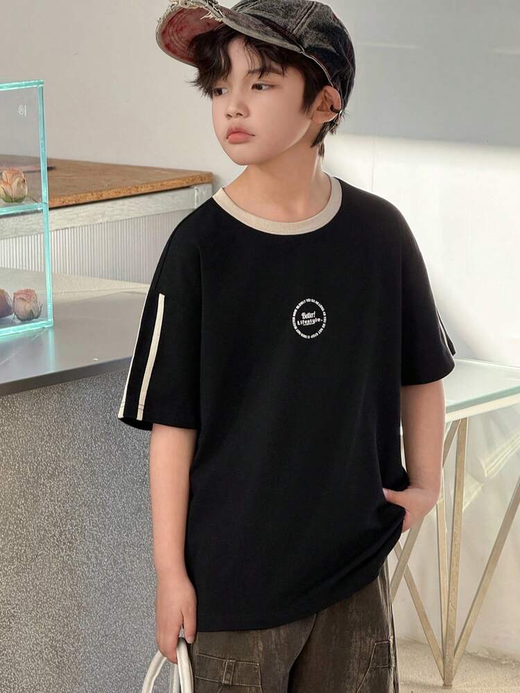 Tween Boys' Casual Graphic Print Round Neck Short Sleeve T-Shirt Summer