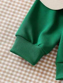 少女休闲街头风刺绣字母“1990”复古红色文字街头服饰Polo衫 - 綠色 - 查看 6