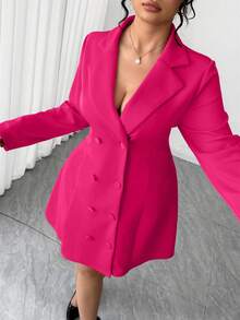 Elenzga Váy cỡ lớn hở lưng thiết kế nơ - Màu Hồng Tươi - Xem 3