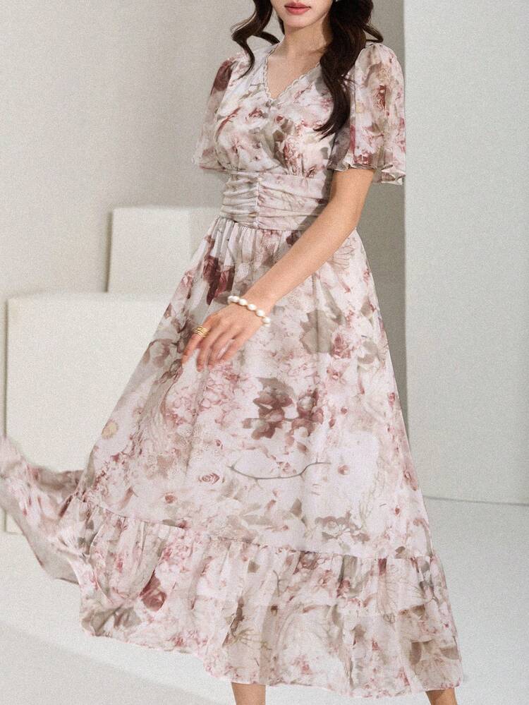 Women's Elegant Floral Print Dress, Summer Sundress