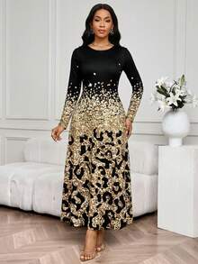 SHEIN Lady Women's Elegant Party Leopard Print Dress - Multicolor - View 6