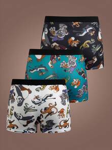Kung Fu Panda X SHEIN Quần boxer nam mềm mại, thoải mái với họa tiết hoạt hình. - Nhiều màu - Xem 2