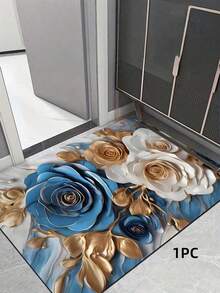1pc Unique Bath Mat, Floor Carpet, Suitable For Bathroom And Toilet - Blue - View 7