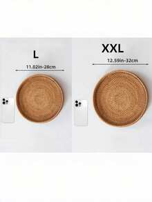 1 件日式手工编织储物篮，纯色藤条编织篮，适合家庭、客厅、餐厅和户外野餐情人节、情人节婚礼、生日