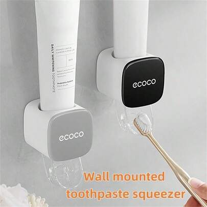 1 Peça Dispensador de Pasta de Dente Automático Simples Montado na Parede, Suporte para Espremer Pasta de Dente À Prova d'Água, Fácil de Espremer Sem Necessidade de Eletricidade, Acessórios de Armazenamento para Banheiro, Sem Necessidade de Espremer Manualmente para Economizar Tempo e Facilitar o Dispensador de Pasta de Dente, Decoração de Banheiro Doméstico, Decoração de Outono, De Volta às Aulas