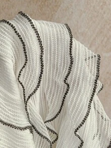 Soleia 春夏新款休闲度假西部海滩婚礼宾客礼服毕业早午餐连衣裙，优雅波西米亚热带风情，情人节蕾丝无肩带露背蝴蝶结迷你连衣裙 - 黑與白 - 查看 3