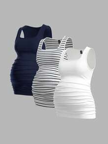 Modmama 3pcs Maternity Casual Tank Top Set, Pregnant Women T-Shirt - Multicolor - View 6