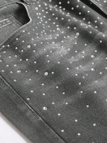 Manfinity Homme Quần ống đứng nam thời trang thường ngày đính đá, có túi. - Màu Xám nhạt - Xem 5