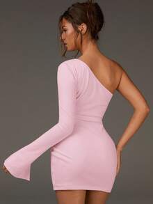 Athîral 女士秋季连衣裙，时尚外出连衣裙，白色露肩连衣裙，婚礼宾客连衣裙 - 淺粉色 - 查看 2