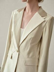 MOTF PREMIUM WOMEN'S SPRING/SUMMER HIGH-END ACETATE FABRIC, BLAZER, PROFESSIONAL JACKET - Champagne - View 2