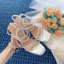 Women Heeled Sandals - Silver - Visa 8