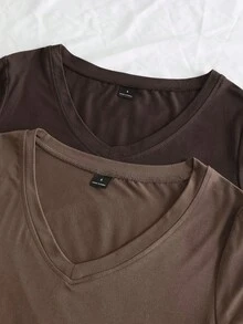 StreetHx Women's Summer V-Neck Tight T-Shirt, Punk Subculture Anime Solid Color Basic V-Neck Short Sleeve Fitted T-Shirt