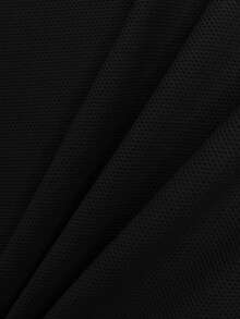 Manfinity Homme 男士加大码休闲纯色短袖 Polo 衫，夏季男士网眼衬衫，男士高尔夫球衫，针织衫，男士黑色 Polo 衫 - 黑色 - 查看 6
