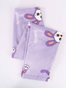 2Sets Conjunto de Pijamas para Mujer, Térmico y Grueso, Top y Pantalón de Polar Cálido para Invierno, con Estampado de Dibujos Animados - 5008Rosa sucio‌+Morado - Ver 5