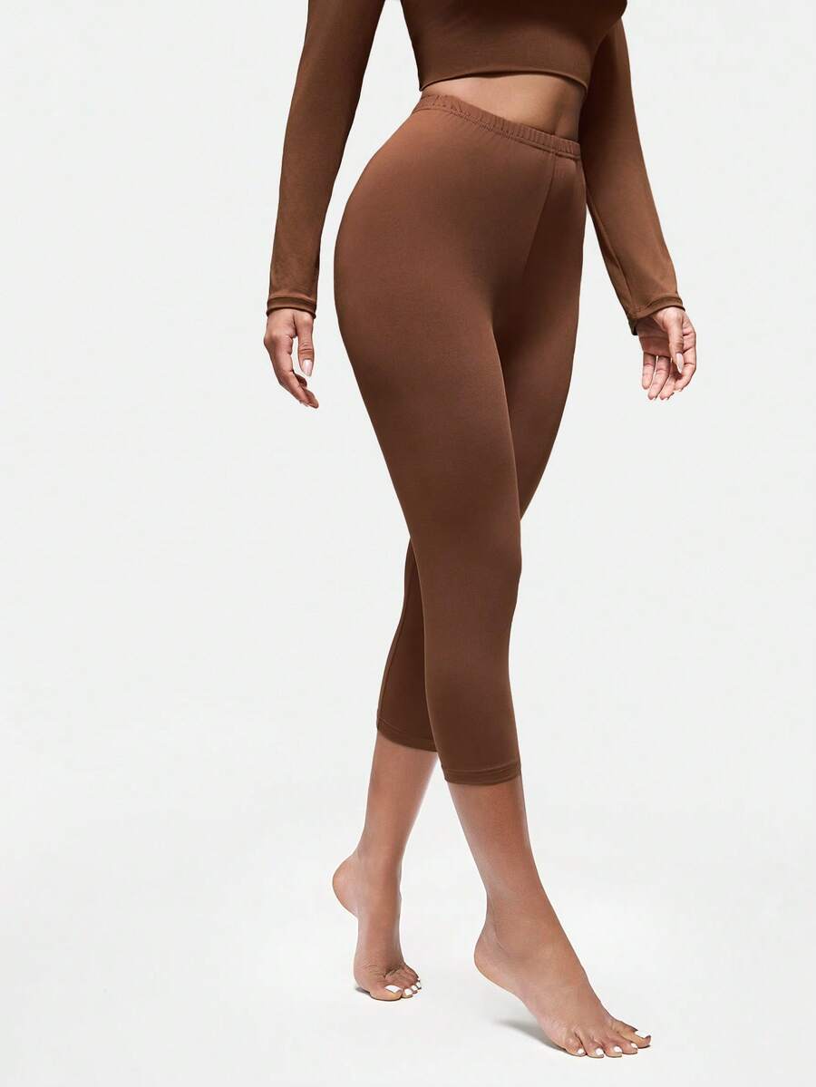 SHAPORA Women's Solid Color Slim Fit Pajama Pants - Brown - View 1