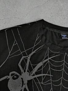 ROMWE MEN Men's All-Over Print Casual Round Neck Short Sleeve T-Shirt, Everyday Wear - Black - View 4