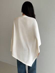 Aloruh 杏色针织斗篷毛衣，轻便通勤款，春季 - 杏色 - 查看 2