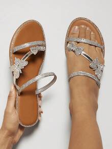SHUZIA #CitySpark Women's Crystal Butterfly Multi-Strap Silver Sandals – Luxe, Modern & Statement-Making - Silver - View 2