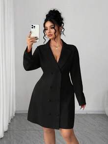 Elenzga Vestido con diseño de lazo sin espalda de talla grande - Negro - Ver 5