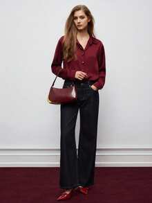 Maija 1 件女士 PU 皮革斜挎包，酒红色，金属装饰，时尚、优雅、简约、个性化、百搭、经典，适合通勤、办公、约会、日常、购物、下午茶等场合，新年、情人节等节日适用。 - 酒紅色 - 查看 2