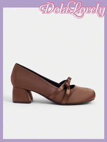 Dola Lovely 女士时尚蝴蝶结装饰高跟鞋，适合日常穿着 - 棕色 - 查看 3