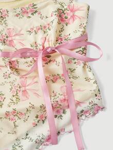 SHEIN MOD Bow Two Pieces Set: Asymmetric Hem Top & Low-Waist Mermaid Skirt – Casual, Cute, And Sweet; Perfect For Vacation, Date, Picnic, Party, Prom, Festival, And Birthday Wear; Romantic And Adorable Summer Skirt Set Floral Set Vacation Outfits Woman Skirt Set Tea Party Outfit Women Feminine Clothes, Valentine's Day, Carnival Costume - Multicolor - View 3