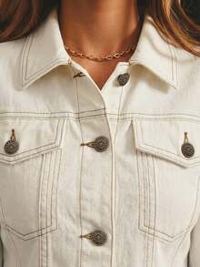 Aralina Winter / Summer Cinched Waist Denim Jacket - White - View 6