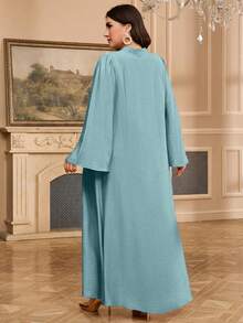 Al Najma 大码女士土耳其长裙和阿拉伯传统长袍 - 藍色 - 查看 2