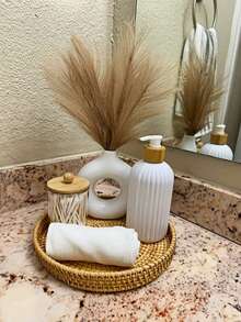 1 件日式手工编织储物篮，纯色藤条编织篮，适合家庭、客厅、餐厅和户外野餐情人节、情人节婚礼、生日