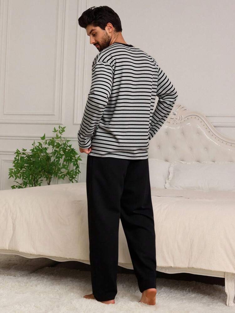 Multi-Color Striped Men's Loungewear Set, Spring