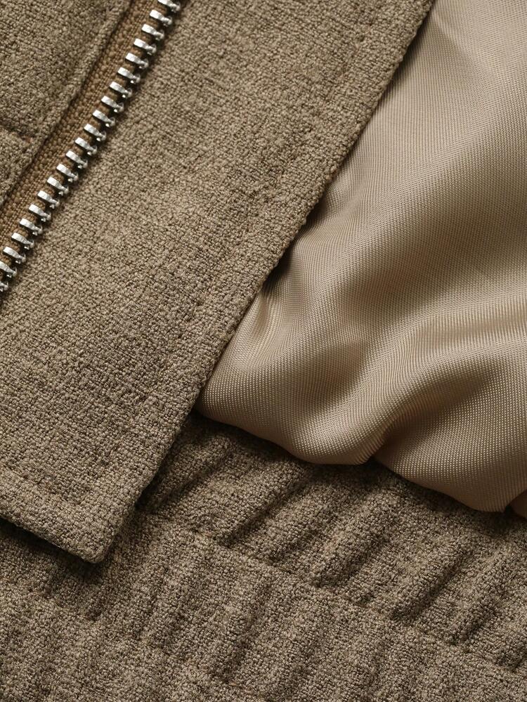 Men's Casual Versatile Brown Jacket, Suitable For Spring And Autumn
