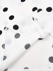 Franclia Áo kiểu dài tay chấm bi dáng cánh bướm thắt nơ phía trước thanh lịch mới dành cho nữ, phong cách tối giản thích hợp cho công sở, mùa thu/đông. - trắng - Xem 6