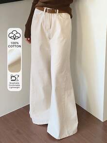DAZY High Waisted Slimming Loose Wide Leg Jeans, Fashionable Age-Reducing Versatile Maxi Pants For Women - White - View 1