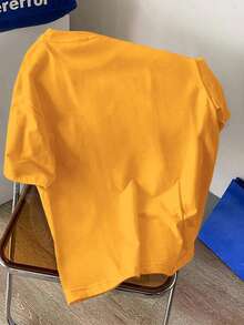 Manfinity Joysei 标准尺码黄色3D字母男士圆领T恤（面料） - 黃色 - 查看 5