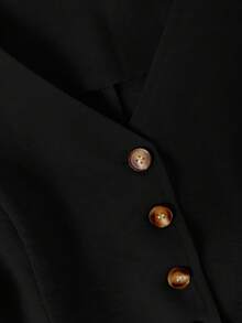 GlowEve CURVE 大码女式纯色 V 领无袖上衣和短裤套装，带口袋，休闲优雅 - 黑色 - 查看 4