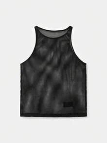 SWAVVY 男士白色网眼背心，适合春夏日常穿着 - 黑與白 - 查看 2