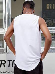 Manfinity Dauomo 男士圆领无袖休闲夏季透气背心 - 白色 - 查看 2