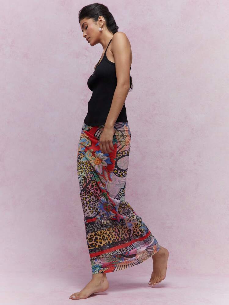 MISSGUIDED Printed Semi Sheer Bodycon Maxi Skirt