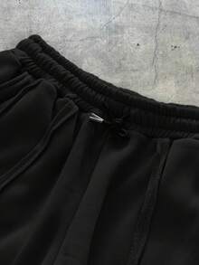 AXEPEAK 男士休闲印花连帽衫和运动裤套装，秋季 - 黑色 - 查看 3