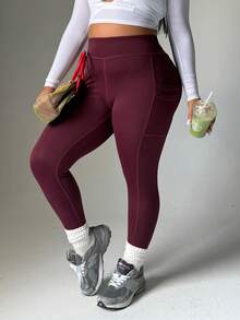 Velisys Plus Size High Waist Compression Leggings With Pockets, Reflective Dots, Butt Lifting