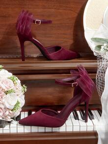 CUCCOO HITCHD 优雅时尚百搭高跟鞋 - 酒紅色 - 查看 2