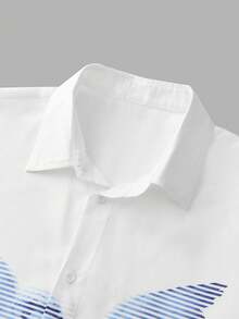 Manfinity BRENVOR Men's Positioning Print Short Sleeve Shirt, Spring/Summer - White - View 4