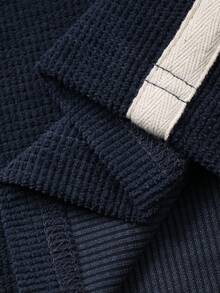 DAZY Men's Contrast Color Drawstring Hoodie Set, Blue & White, Autumn - Blue - View 8
